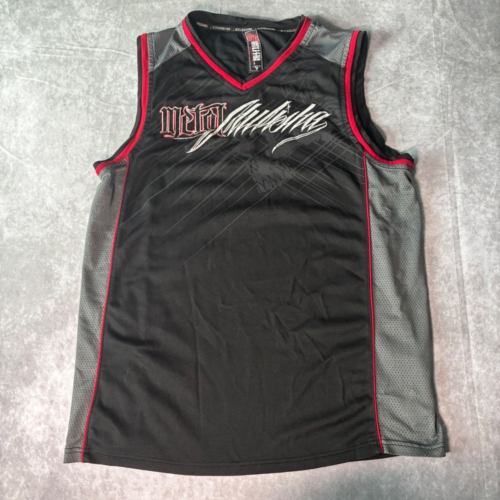 Y2K Metal Mulisha Mens  Jersey Black Grey Red Embroidered Logo Hardcore skater